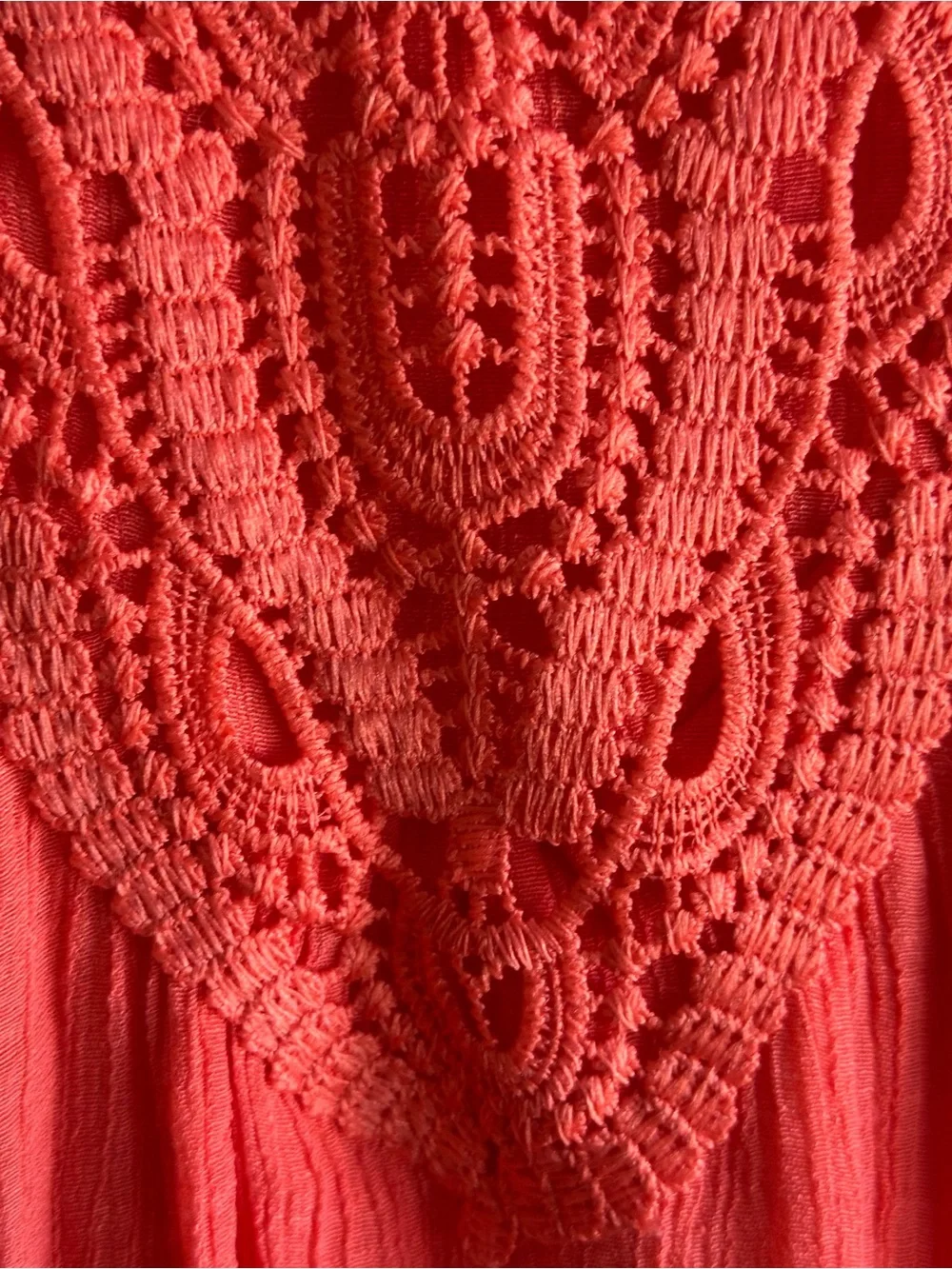 Indigo Rose Coral Crochet V-Neck Boho Tunic Dress. Size Medium